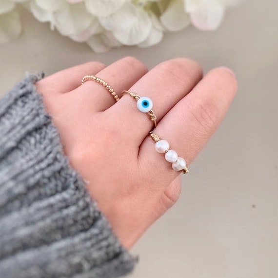 Mini Evil Eye Ring Dainty Evil Eye Ring 