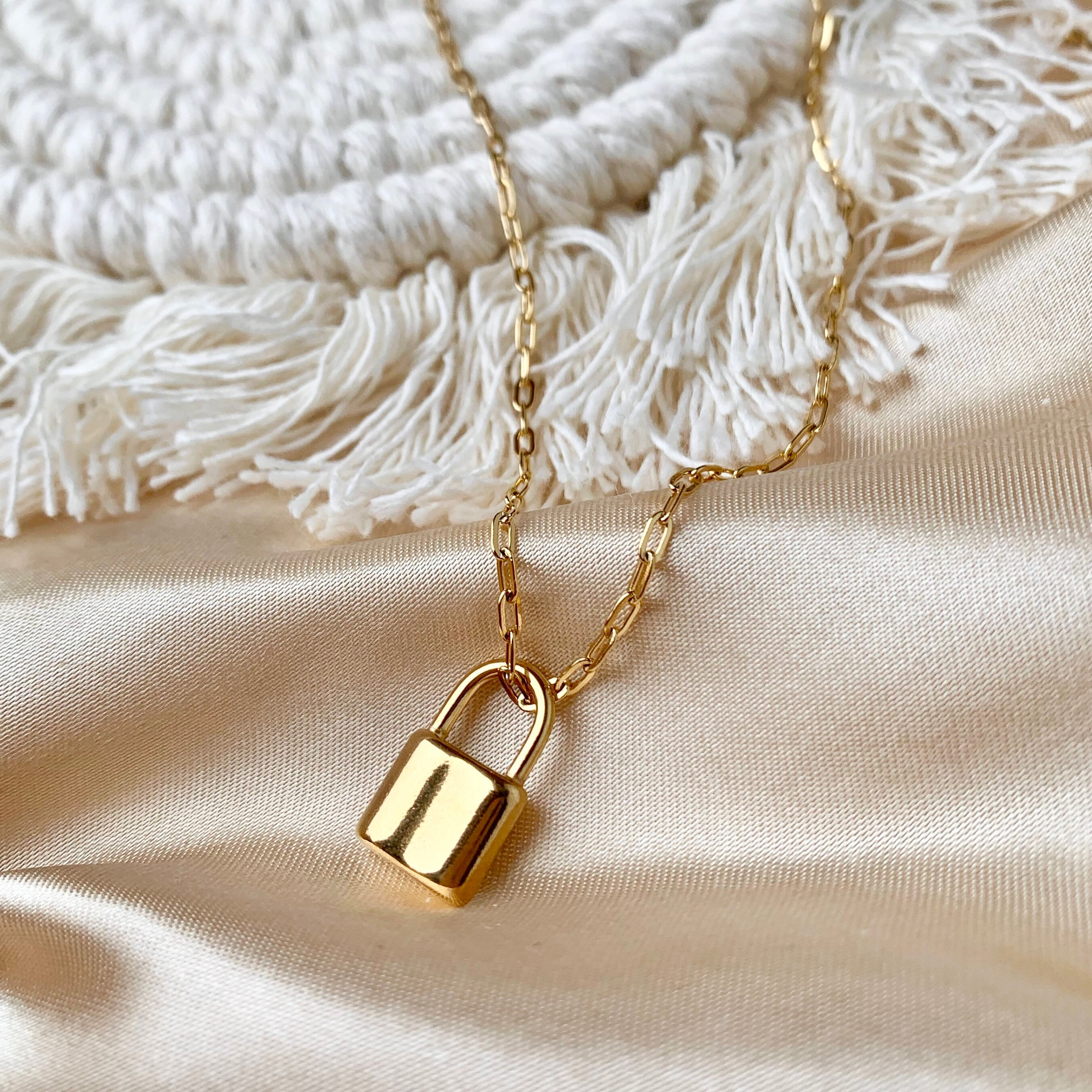 Dainty Gold Lock Necklace Padlock Necklace Gold Stainless 