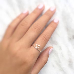 Heart Knuckle Ring,Silver Heart Ring,For her, Simple Everyday, Bridesmaid Jewelry, Unique ring, Little Ring, Dainty, Chic, Modern Minimalist image 3