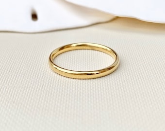 Minimalist Band Ring,gold band ring,stackable,simple band ring,thick,2mm width,dainty,gold stack ring,water and tarnish resistant,gold steel