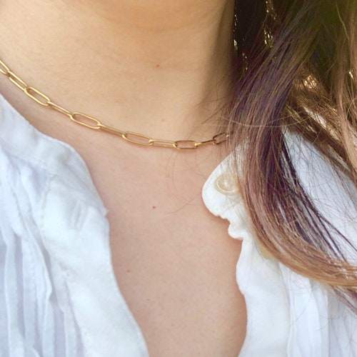 Link Necklace Gold Paperclip Necklace 