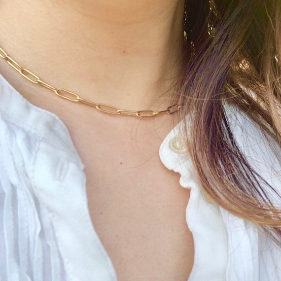 Large Paperclip Chain Necklace - Gold Vermeil - Chain Necklace for Women - Large Link Chain Necklace - Gold Link Necklace - Gift for Christmas