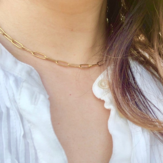 Necklace Gold Paperclip Necklace - Etsy 