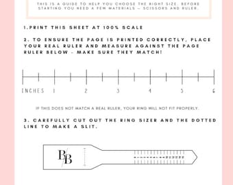 free printable ring sizer find your ring size paper ring etsy canada