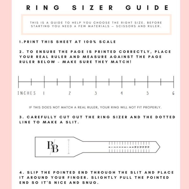 free printable ring sizer find your ring size paper ring etsy