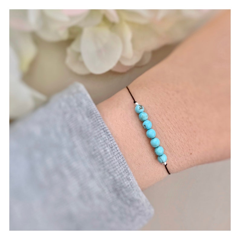 Gold or Silver Layering Bracelet -Remind Bracelet Blue Keepsake Bracelet Lucky 7 Bracelet Turquoise Bead Bracelet 7 Turquoise Bead
