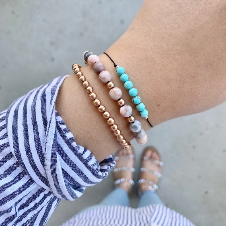 Gold or Silver Layering Bracelet -Remind Bracelet Blue Keepsake Bracelet Lucky 7 Bracelet Turquoise Bead Bracelet 7 Turquoise Bead