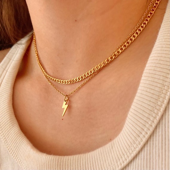 18k Gold curb Chain steel 3mm Flat Curb Chain everyday Chain
