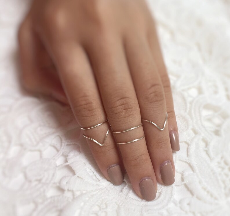 5 silver metal knuckle rings knuckle ring set of 5 midi ring Etsy