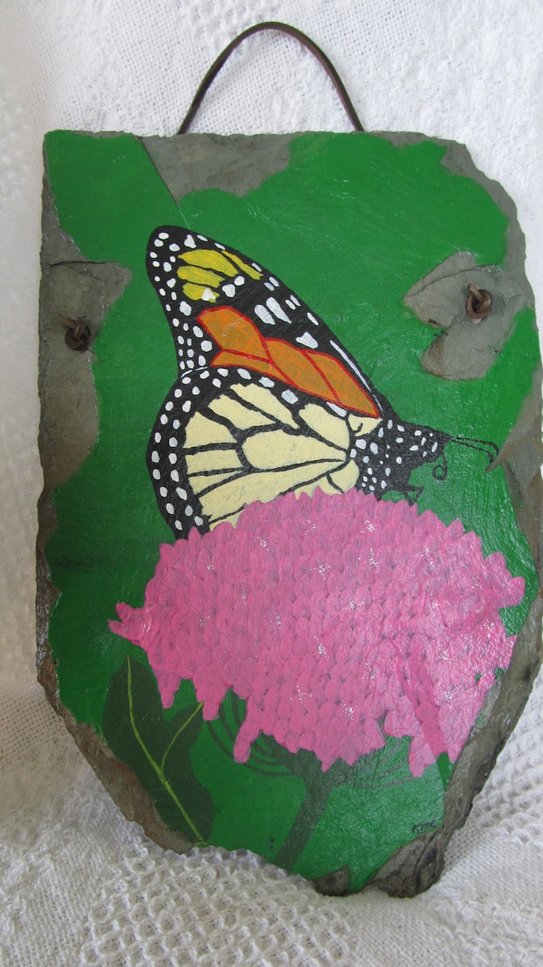 Slate Wall Hanging /Hand Painted Wall Hanging/ Monarch Etsy