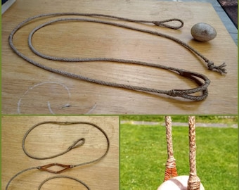 Extra long braided balearic sling w/leather reinforcement