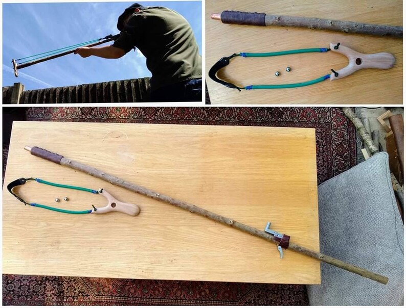 Slingshot/catapult hiking stick with trigger mechanism 366 Etsy