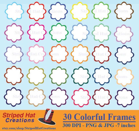 Bunte Rahmen Clipart 30 Frames Png Jpg 300 Dpi Digital Etsy