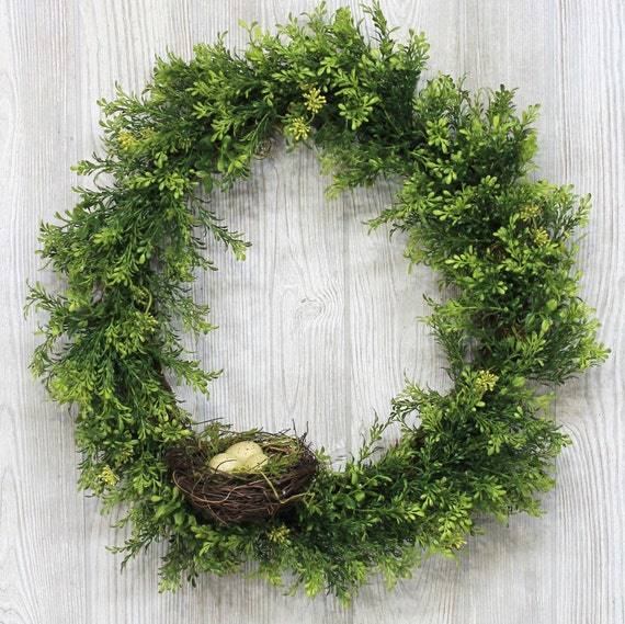 Summer Front Door Wreath Country Tea Leaf Berry With Bird Nest Eggs
