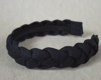 Black Braided Linen Hairband: Stylish Hair Accessory