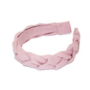 Wide handmade linen rose pink colour braided hairhoop / headhoop / hairband image 7