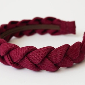 Wide handmade pink/fuscia color braided linen headhoop / hairband / hair hoop