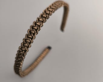 Handcrafted Bronze Macrame Headband: Boho Chic Hair Accessory