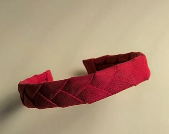 Red Linen Braided Hairband Handmade Boho Headband Lightweight Adjustable Hair Accessory