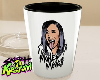 Money Moves - Rap Decor - Money Moves Shot Glass - Money Moves Song - B Shot Glass - Money Moves Letras - Rap Gifts - Hip Hop Shot Glass