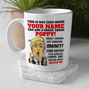 Funny Trump Poppy Proposal Gift for Present or Future Poppy, Trump Poppy Themed Mug for Pregnancy Reveal Fathers Day, Poppy Mug Gifts