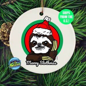 Merry Slothmas Ceramic Christmas Ornament