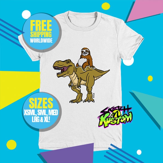 Funny Sloth Riding a Dinosaur Shirt for 
