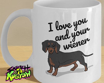 Valentine's Daschund Mug // Daschund Gifts // Wiener Dog Gifts Printed Art Mug // Sausage Dog Mug // Daschund Lover // Daschund Printed Mug