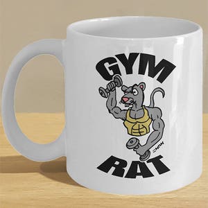 Custom Gym Mug for Women With Cartoon, Gym Rat Mug, Gym Gift for