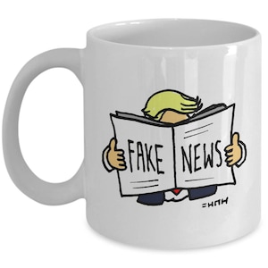 Trump Fake News Gift Mug // Funny Trump Meme Coffee Cup // Cartoon Mug GIfts - Personalised Option Available