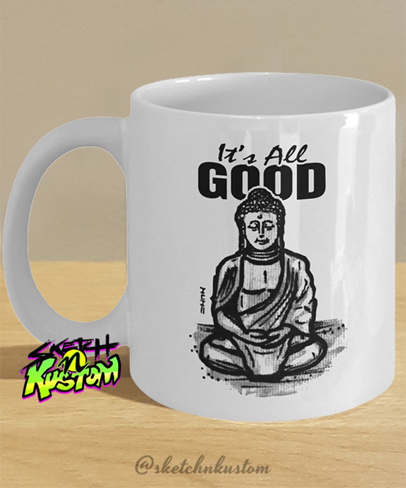 Buddha mug / Buddhist Mug - Buddha Praying Coffee Cup - Fans and Buddha Lovers Inspirational quote mug for people that love meditating image 1