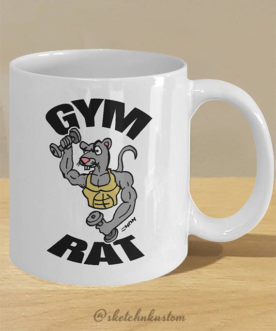 Funny Fitness Gifts Gym Rat Mug Decor // Gym Addict or Lover of