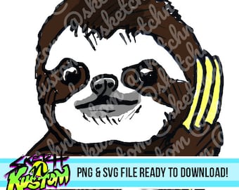 Cute Sloth Clip Art, Sloth clipart png, sloth clipart svg for Scrapbooking, Kawaii Sloth Art Clip Art Animal Illustration Commercial Use
