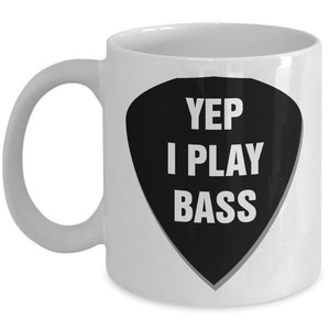 Bass player mug - Funny bass player mug gift - Bass guitar pick coffee cup - Personalised Option Available