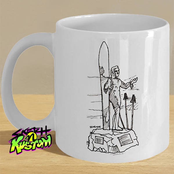 Surfer Duke Kahanamoku Hawaiian Traveller Mug Gift - Hawaii Decor Statue Waikiki Art Illustration - Personalised Option Available