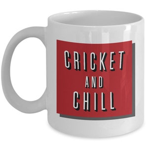 Funny Cricketer Meme Mug Gifts, Cricket Player and Chill Coffee Cup, Perfect for Fans and Lovers of Cricket - Personalised Option Available
