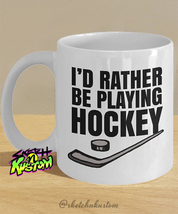 Ice hockey Mug Gifts, Funny Stick/Puck, Ice Hockey Fan/Lovers Coffee Cup - Personalised Option Available
