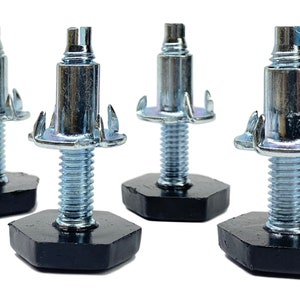 Set of 4 3//8/"-16 Adjustable Furniture Leg Levelers with 4 Prong T-Nuts
