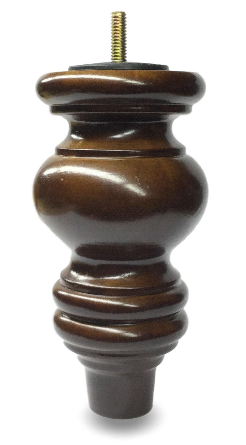 6 Walnut Turned Round Wood Furniture Bun Legs Set of 4 Etsy