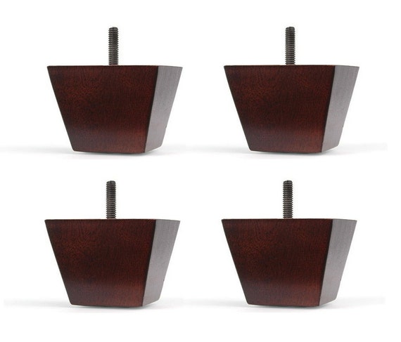 3 Walnut Tapered Pyramid Sofa Couch Chair Wood Legs Etsy