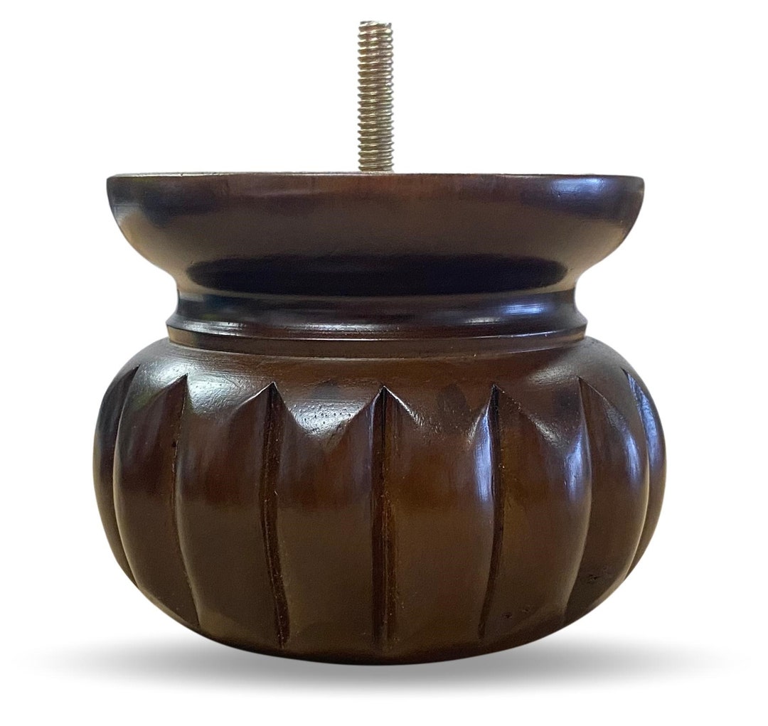 31/2 Turned Round Furniture Walnut Sofa/couch/ottoman Wood Bun Legs