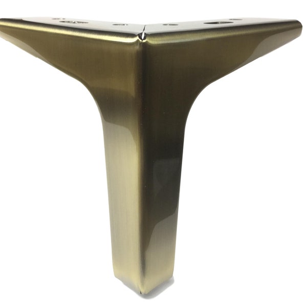 5" Brushed Brass Finish Straight Metal Furniture Legs - Set of 4