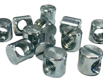 5/16"-18 Cross Dowel Slotted Barrel Nuts 1/2" Height - Set of 12