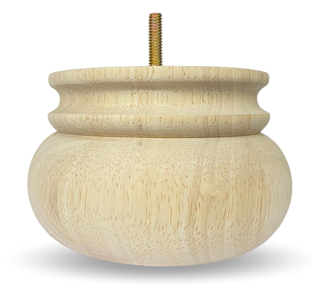 3 Turned Round Unfinished Furniture Legs Sofa/couch/ottoman Buns Set of