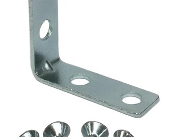 1-1/2" x 1-1/2" L-Bracket Furniture Zinc Plated Corner Brace [16 Gauge] Screws Included - Set of 16