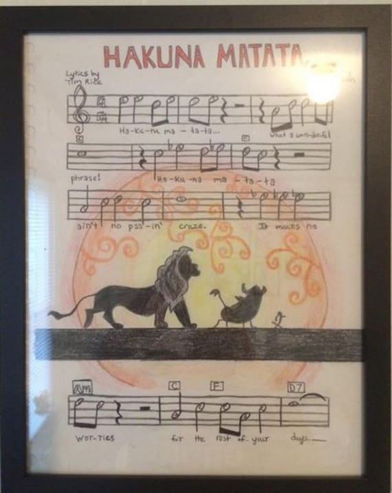 Hakuna Matata Dibujo de notas musicales | Etsy España
