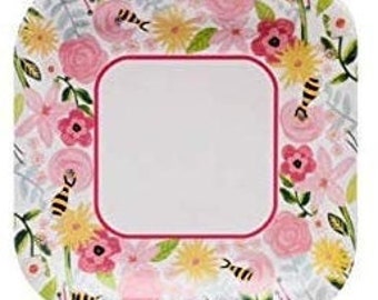 Garden Spring Fling /'/'Sentiment Pink Floral Bee Beverage Paper Napkins 28ct