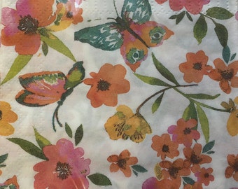 Garden Spring Fling /'/'Sentiment Pink Floral Bee Beverage Paper Napkins 28ct