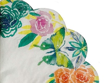 Garden Spring Fling /'/'Sentiment Pink Floral Bee Beverage Paper Napkins 28ct