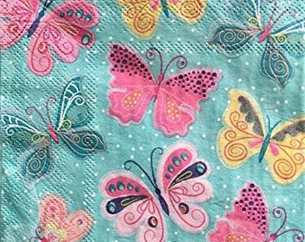 Garden Spring Fling /'/'Sentiment Pink Floral Bee Beverage Paper Napkins 28ct
